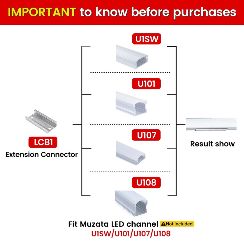 Muzata 10Pack Extension Connector for LED Channel fit Muzata U1SW