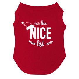 On The Nice List Dog Tee Shirt | Sleeveless | Christmas | Festive Holiday Costume | Santa Claus & Elf | Stocking Stuffers | Photoshoot Prop (Red, 4X-Large 98)