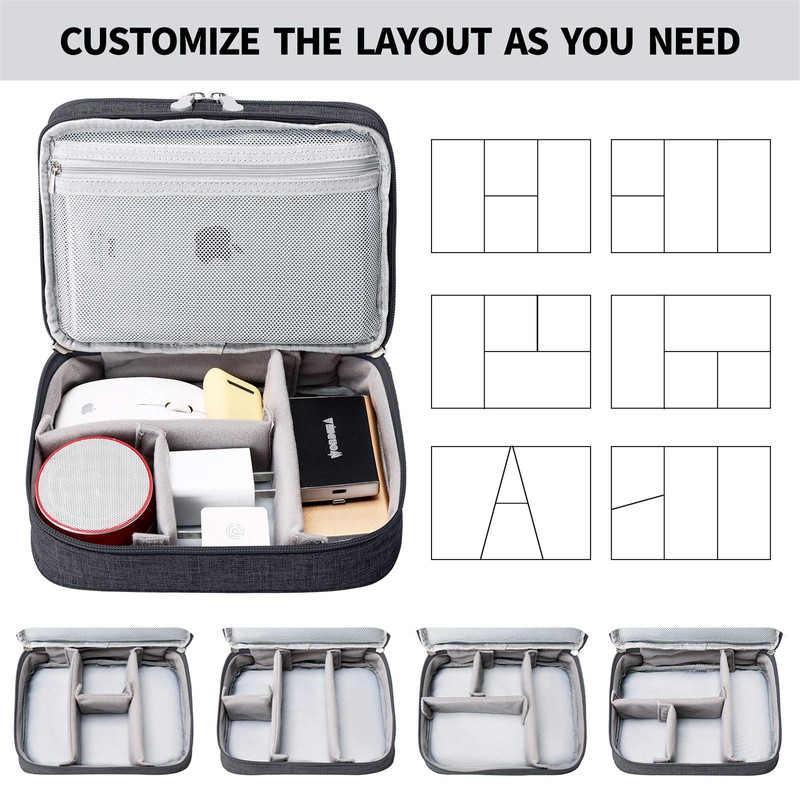 MIRLEWAIY Travel Cords Organizer Case Double-Layer Electronic Accessories Carrying Bag