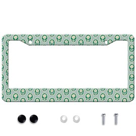 MFQLL Green License Plate Frame Printed with Small Flowers, Vintage License Plate Cover for US Vehicles Standard with 2 Holes and Screws Size 12x6 Inch