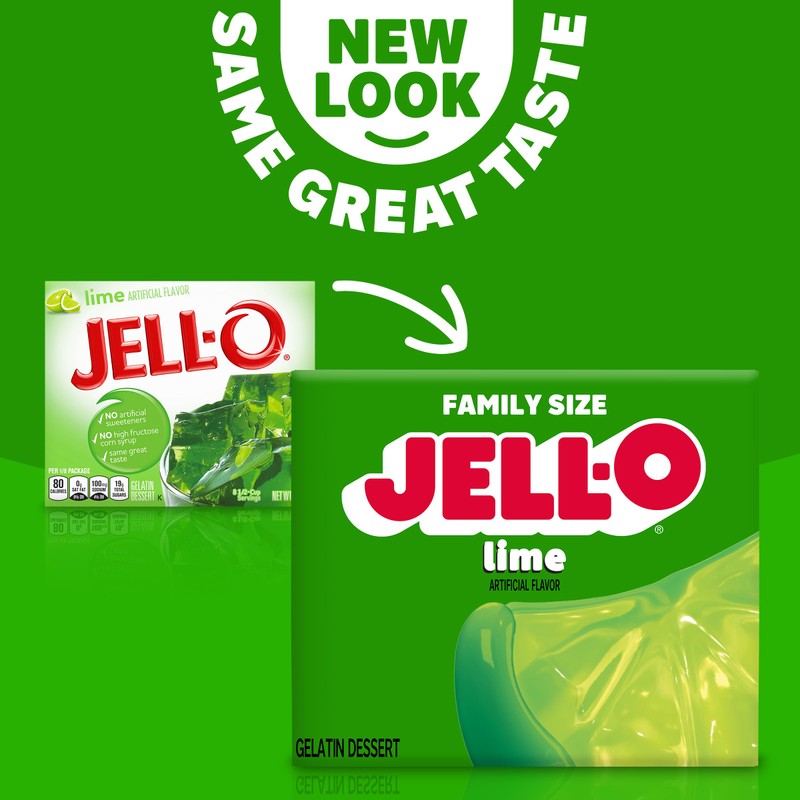Jell-O Lime Gelatin Dessert Mix, Family Size, 6 oz Box