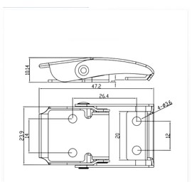 TOKSEO Pack of 4 Toggle Latches, Side Wall Latch, Lever Lock, Small for Boxes, Cupboards, Drawers, Doors, Windows, Black