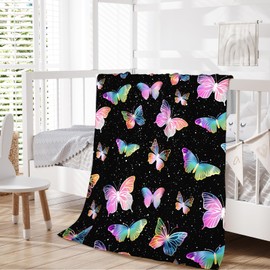 IWANGIFT - Manta para niños, regalos para niñas y niños, mantas estéticas de mariposa para sofá, 40 x 50 pulgadas, acogedoras mantas mullidas para niños y adolescentes