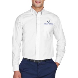 MilitaryBest U.S. Air Force HAP Wings Vietnam Veteran Dress Shirt, Embroidered, White, 3X-Large
