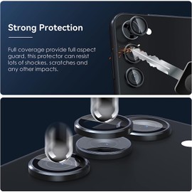 MOOISVS for Galaxy S24 Plus 5G Camera Lens Protector, Anti-Scratch HD Clarity 9H Tempered Glass with Aluminum Edging, Individual Lens Screen Protective Ring 2 Set, Black