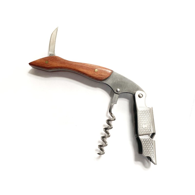 ASC Professional Deluxe Corkscrew with Wood Inlay Inc. Cork Screw,