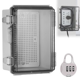 Junction Box Waterproof IP66, Surface-Mounted Distribution Box, ABS Electrical Connection Boxes, Outdoor Junction Box, Transparent Control Cabinet Outdoor with Wall Mounting Accessories and Lock, 220