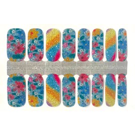 Glam Girl Nails Spring Sparkle Floral Nail Polish Strips / Nail Wraps / Nail Stickers