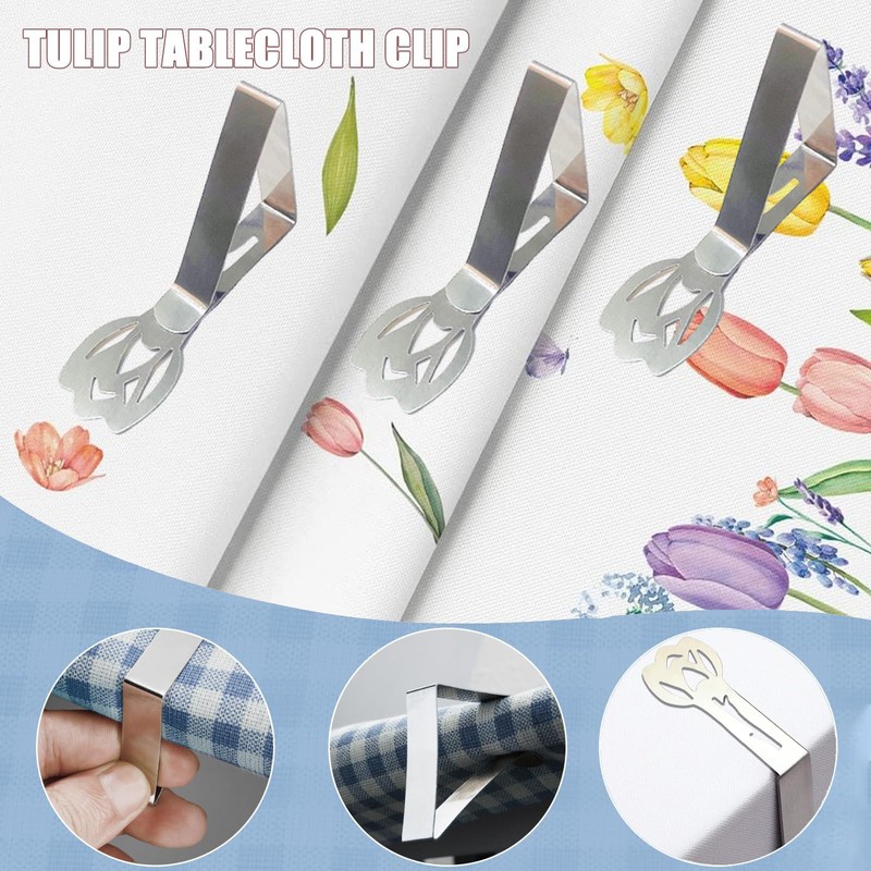 CUNGLIN Tablecloth Clips for Outdoor Tables, Tulip Shape Picnic Table