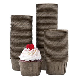 katbite Paper Muffin Cases, Pack of 150 Mini Cupcake Moulds for Wedding, Birthday, Party, Disposable Baking Cups in Dark Brown