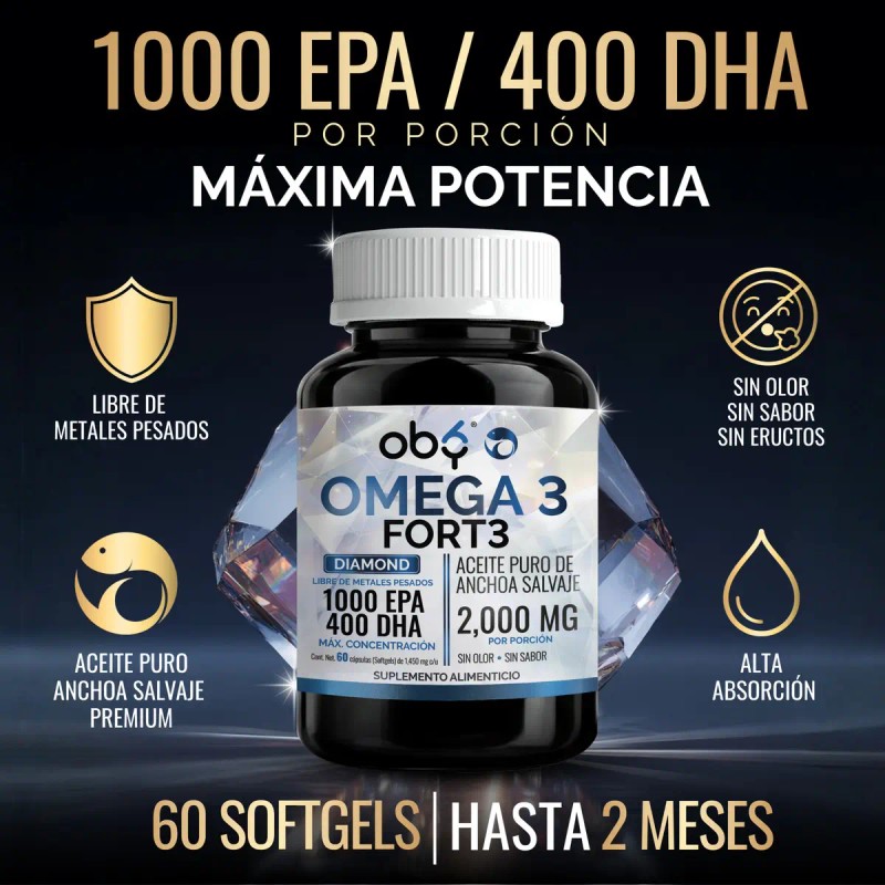 Omega Diamond Forte 2000mg Aceite Anchoa Máxima Pureza Diamante Platinum