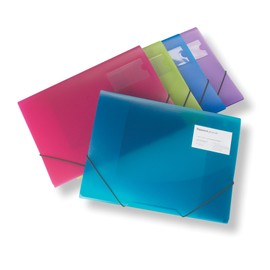 Rapesco A4+ 3-Flap Folio Elasticated - Assorted Transparent Colours, Pack of 5