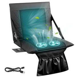 THERAZZAGGE Ventilated Car Seat Cover, Cooling Seat Cover for Car, Cooling Stadium Seat, USB Plug, 3-Speed Levels, Breathable Mesh, for Outdoor & Travel