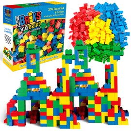 Strictly Briks Toy Large Building Blocks for Kids and Toddlers, Big Toy Building Set for Ages 3 and Up - Compatible with All Major Brands, Blue, Green, Red, and Yellow, 204 Pieces