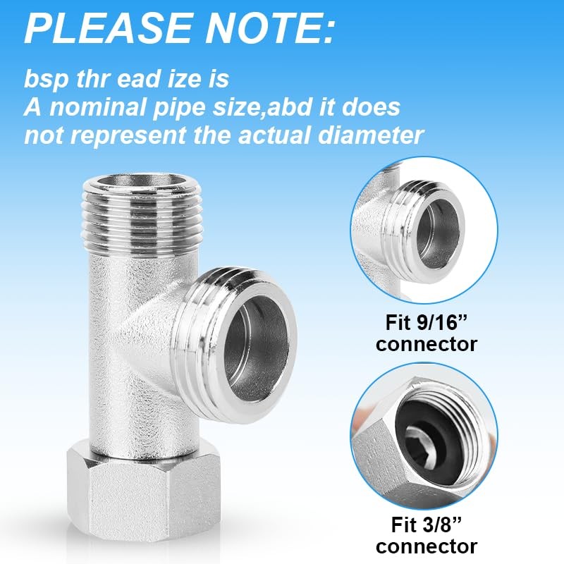 ChAusa 2 Pcs 3 Way T Shape Adapter 3/8 Flared