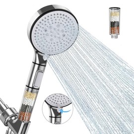 Filtered Shower Head with Handheld, 6-Spray High Pressure Shower Head to Reduce Dry Itchy Skin, Handheld Shower Head Set Includes 60" Hose & Adjustable Bracket