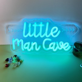 Little Man Cave Neon Sign - Retro LED Wall Art for Garage, Game Room, Sports Bar Decor, USB Powered, Dimmable Man Cave Gifts for Men, Husband, Dad(16x8 Inch)