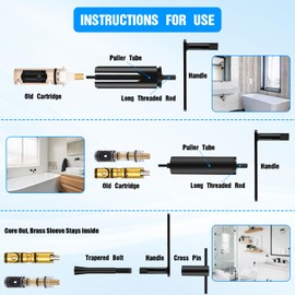 999150 Shower Cartridge Removal Tool - Rust-Resistant & Durable Faucet Tool - Upgraded Design for Easy Removal - Shower Cartridge Puller Tool - No Paint Peeling
