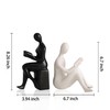 Book Reader Statue Ceramic Decorative Bookends, Black and White Book