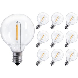 G40 Led Replacement Light Bulbs 1W Shatterproof Globe Bulb fits E12 or C7 Candelabra Screw Base Sockets, 1.5 Inch Dimmable Light Bulbs, Warm White (10Pack 2200k), Not for Solar String Lights