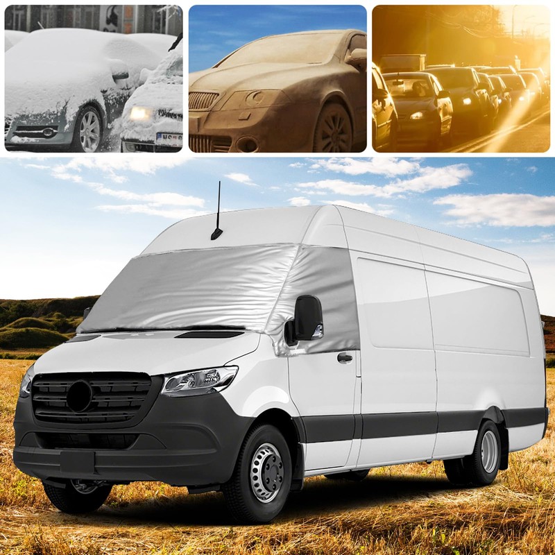 Silver RV Windshield Sun Shade Cover Compatible with Crafter 2019-2023