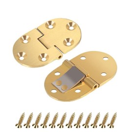 Kodrily 2PCS Brass Hinges, Metal Drop Leaf Table Hinge, Gold Flap Hinge,90 Degree 2 Hole Drop Front Desk, Folding Furniture Hardware with 12 Screws, for Folding Tables Door Cabinet