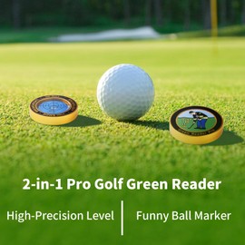 VIGLORY High Precision Golf Green Reader Funny Ball Marker Golf Putt Training Aid Bubble Level Golf Accessories Gifts for Men Women(Black Blue)