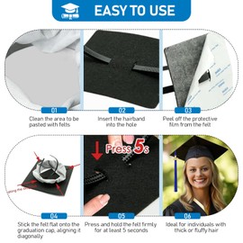 Wanheart Graduation Cap Headband, Adjustable Anti-Fall Hairband for Graduation Cap, Accessories for Graduates, Students, Girls (2Pcs)