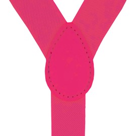 Navisima Adjustable Elastic Y Back Style Suspenders for Men and Women With Strong Metal Clips, Hot Pink