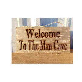 Unbranded "Welcome to the man cave/ Go away" double sided reclaimed cedar wood signs