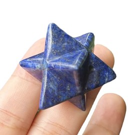 Bacatgem Natural Lapis Lazuli Merkaba Crystal Protection Sacred Meditation Energy Healing Chakra,1 Inchs Hexagonal Star Crystals and Healing Stone