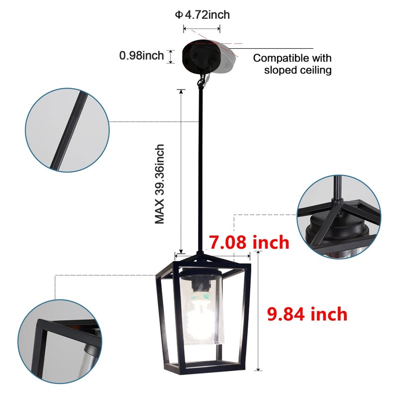 SGLfarmty Black Pendant Lights Kitchen Island, 1-Light Light Fixtures, Farmhouse