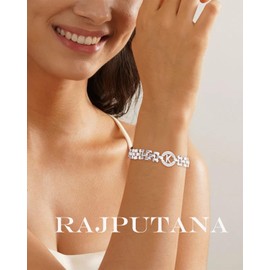 Rajputana Initial Bracelets for Women, 14K Gold-Plated Letter Bracelets from A-Z with Diamonds, Thick Chain Bracelet for Women, Trendy Jewellery Gifts, Brass