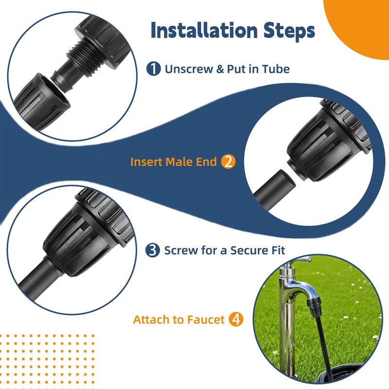6 Pcs Drip Irrigation Hose Connectors, 3/4 Inch to 1/2