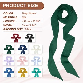 PATIKIL Stilvolles Bandtuch, 2er-Pack einfarbige schmale Seidenschals, lange Halstücher, Gürtel, Haarschals, Stirnbänder und Bänder für Frauen, Tiefgrün