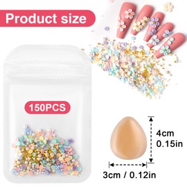 Winsyison 150pcs Flowers Nail Art Charms, Colorful 3D Resin Nails Stickers, Spring Summer Floral Manicure Supplies DIY Embellishments Decorations for Women