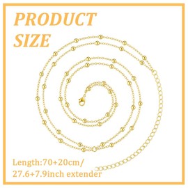 EIROVYA 1 Stück Belly Chain, Bauchkette Gold für Frauen, 2 lagige Bauch und Körperkette mit Taillenkette Gold, Verstellbar, Wasserfest, Nicht Anlaufend, Waist Chain, Körperschmuck