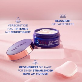 NIVEA Vital Radiant Complexion Regenerating Night Cream for Mature Skin, Face Care for Firmer and Regenerated Skin, Night Cream with Rose Petals Oil, Calcium and Creatine (50 ml)
