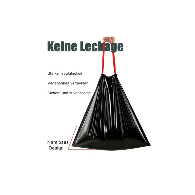Black Bin Liners 35 L with Drawstring Pack of 50