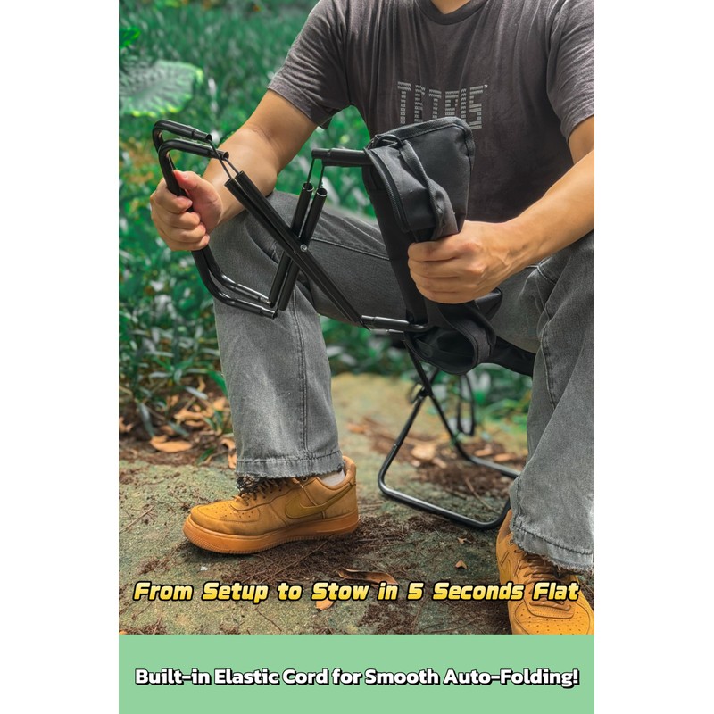 NORDPEAK Compact Foldable Stool with Shoulder Strap, Heavy Duty 350lbs