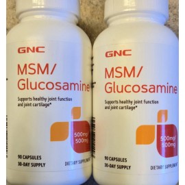 GNC (2) GNC MSM & GLUCOSAMINE 500/500 mg 90 Caps X 2 ( 180 Servings ) BEST BY 05/25