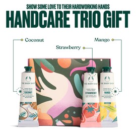 The Body Shop Hand Care Trio Christmas Gift Set (3x 30ml), Festive Mini Hand Balms in Mango, Coconut & Strawberry, Nourishing Moisturisers with Shea Butter, Vegan