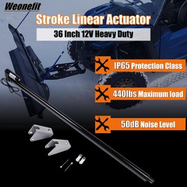 Weonefit 36 Inch Stroke Linear Actuator 12V Heavy Duty - 440lbs/2000N Thrust, IP65 Waterproof, 0.31"/sec Speed with Mounting Brackets - Electric Actuator for Industrial Lifting Systems