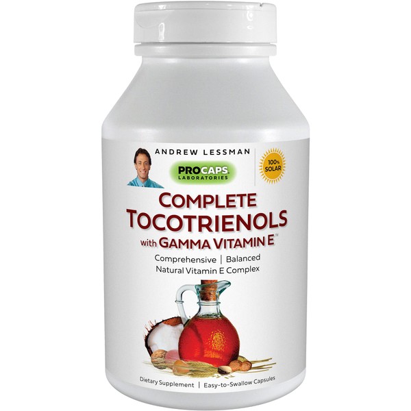 ANDREW LESSMAN Complete Tocotrienols with Gamma Vitamin E 30 Softgels – Eight Forms of Vitamin E (Alpha, Beta, Gamma & Delta Tocopherols and Tocotrienols). Powerful Anti-oxidant. No Additives