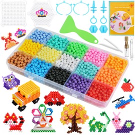 AUAUY Water Beads Refill Set, 15 Colours, 1500 Beads Refill Set, Magic Water Beads for Children, Non-Toxic Kit, Craft Beads, Water Magic Refill with Craft Accessories for Beginners, DIY Toys