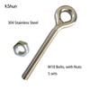 5 Sets Eye Bolt M10 Stainless Steel Rust Resistant Sturdy