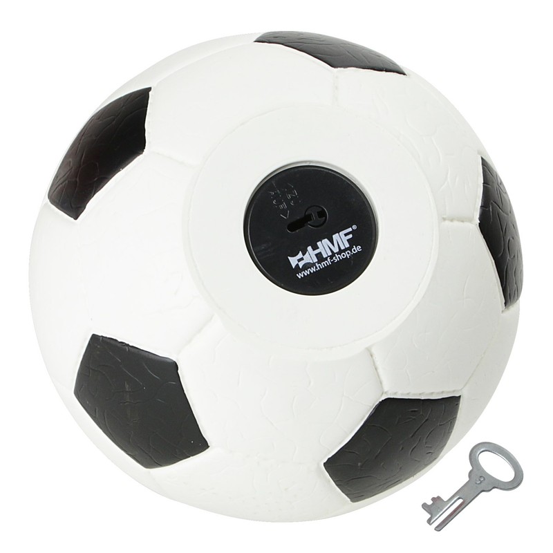 HMF 4790-01 Spardose Fußball Lederoptik 15 cm Durchmesser, schwarz weiß