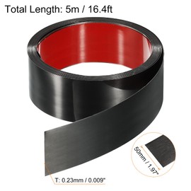 HARFINGTON 16.4ft x 1.97" Wall Trim Peel and Stick Molding Trim Frame, Self Adhesive Stainless Steel Brushed Finish Metal Strip for Wall Ceiling Floor Cabinet Tile Edge, Black