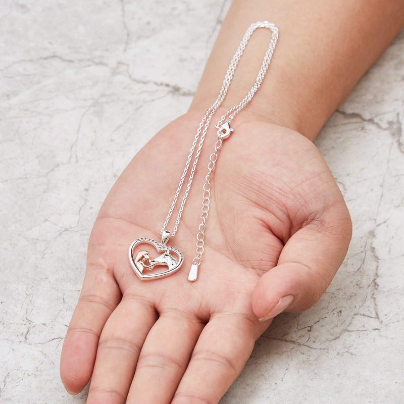 Philip Jones Girl and Horse Heart Necklace Created with Zircondia®