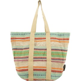 TD Jute Beach Bucket Tote for Picnics and Outdoor AdventuresSize: 14" W x 17" H x 14" D, color: Turquoise